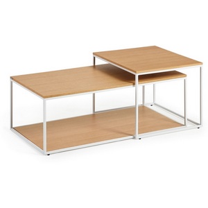 Изображение товара Журнальный стол с полкой La Forma (ex Julia Grup) Yoana (Белый/МДФ, Железо, Дерево, Шпон дуба) (прямоугольная столешница)