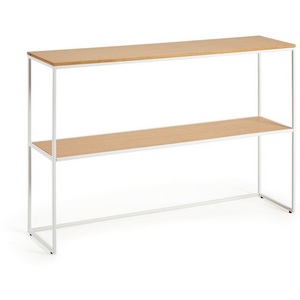 Изображение товара Консольный стол с полкой La Forma (ex Julia Grup) Yoana (Белый/Железо, Дерево, МДФ, Шпон дуба) (прямоугольная столешница, П-образная опора)