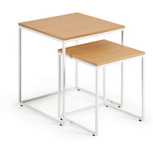 Изображение товара Журнальный стол квадратный с имитацией дерева La Forma (ex Julia Grup) Yoana (белый/Железо, дерево, МДФ, Шпон дуба)