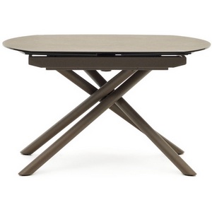 Изображение товара Стол с боковыми вставками на 8 персон обеденный La Forma (ex Julia Grup) Yodalia (Коричневый/МДФ, Сталь, Керамика) (прямоугольная столешница, 4 ножки)