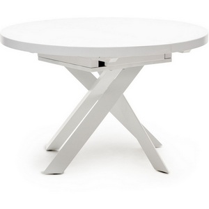 Изображение товара Стол вставка-бабочка обеденный La Forma (ex Julia Grup) Vashti (Белый/МДФ, Стекло) (круглая столешница, 4 ножки)