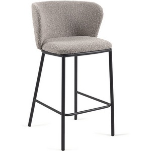 Изображение товара Полубарный стул Ciselia из серой ткани букле и черного металла 65 см La Forma (ex Julia Grup) арт.160256