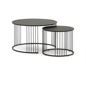 Изображение товара Журнальный стол La Forma (ex Julia Grup) Hadar (Матовый, Черный/Стекло) (круглая столешница, О-образная опора)