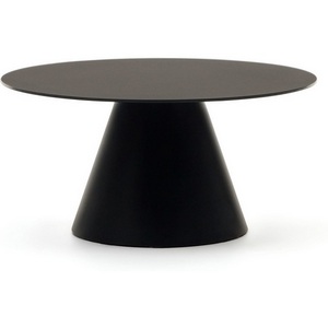 Изображение товара Журнальный столик Wilshire из закаленного стекла и металла с матовой черной отделкой, D 80 см La Forma (ex Julia Grup) 160566 (круглая столешница, О-образная опора)