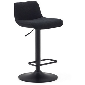 Изображение товара Барный cтул с регулировкой высоты черный Zenda из черной синели и матовой черной стали 81-102 см La Forma (ex Julia Grup) 166649