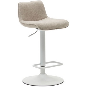 Изображение товара Барный стул Zenda из бежевой синели и матовой белой стали 81-102 см La Forma (ex Julia Grup) арт.166653