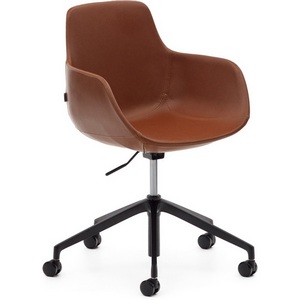 Изображение товара Рабочее кресло Tissiana коричневая искусственная кожа, алюминиевые ножки с матовой черной отделкой La Forma (ex Julia Grup) арт.175088
