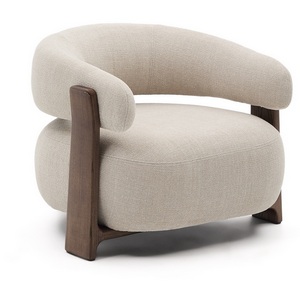 Изображение товара Granite Кресло из бежевого шенилла и массива ясеня в отделке орех арт.207783