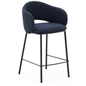 Изображение товара Полубарный стул Maina из синей ткани и стальными ножками с синей отделкой 65 арт.209177
