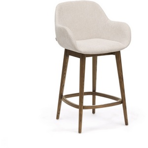 Изображение товара Полубарный стул Konna бежевого цвета с ножками из массива ясеня в темной отделке, 65 см La Forma (ex Julia Grup) арт.216178