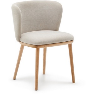 Изображение товара Ciselia Стул из бежевой синели и натурального массива ясеня La Forma (ex Julia Grup) арт.217215