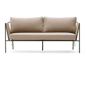 Изображение товара Уличный 2-х местный диван Zivia из веревки цвета экрю и стали зеленого цвета арт.254524