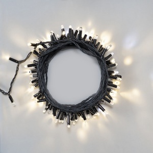 Изображение товара Гирлянда светодиодная led нить 10м тепло-белая с мерцанием белого диода 220В, 100 LED, провод черный каучук 2,3мм, IP65 Laitcom ECO100BLW-1-2WW