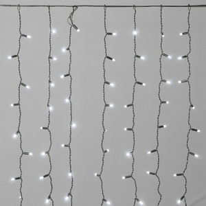 Изображение товара Гирлянда Занавес Облегченный c колпачком 2 x 1 м белый 220В, 200 LED, провод черный каучук 2,3мм, IP65 Laitcom ECO200NOT-1-2W