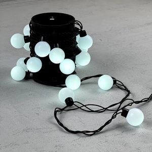 Изображение товара Гирлянда «Шарики» 5м белая 220В, 20 LED, провод черный каучук, IP65 Laitcom HB20-1-2W