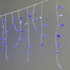 Изображение товара Гирлянда Бахрома 3,1 x 0,5 м синяя с мерцанием белого диода 220В, 120 LED, провод белый Laitcom LL120BLW-8-2B