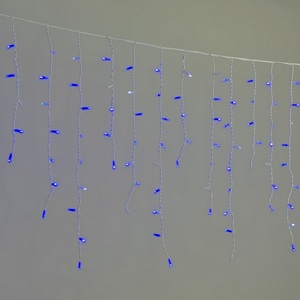 Изображение товара Гирлянда Бахрома 3,2 x 0,9 м синяя с мерцанием белого диода 220В, 168 LED, провод белый каучук, IP65 Laitcom LL168BLW-8-2B