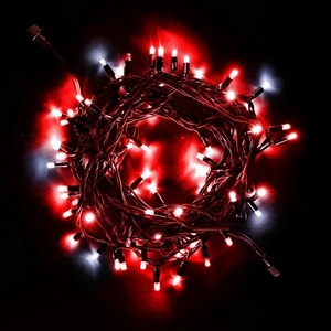 Изображение товара Гирлянда Нить 10м Красная с Мерцанием Белого Диода 220В, LED, Провод Черный Каучук, IP65 Laitcom Нити (на ёлку) LL75BLW-1-2R