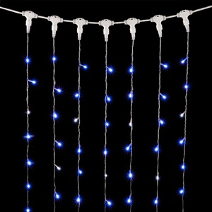 Изображение товара Гирлянда занавес x м Синий с Мерцанием Белого Диода 220В, LED, Провод Прозрачный ПВХ, IP54 Laitcom Занавесы PCL402BLW-10-2B