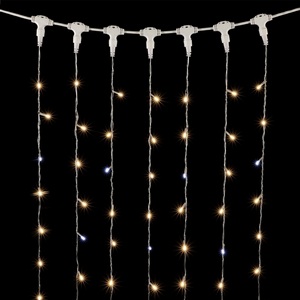 Изображение товара Гирлянда проводная Занавес x 3 м Тепло-Белый с Мерцанием Белого Диода 220В, LED, Провод Прозрачный ПВХ, IP54 Laitcom Занавесы PCL602BLW-10-2WW