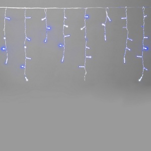 Изображение товара Гирлянда Бахрома с колпачком 3,1 x 0,5 м синяя с мерцанием белого диода 200В, 120 LED, провод прозрачный ПВХ, IP65 Laitcom PIL120BLWCAP-10-2B