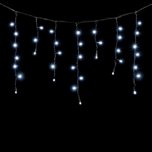 Изображение товара Гирлянда Бахрома с Колпачком 3,1 x 0,5 м Белая Мерцанием Белого Диода 220В, LED, Провод Черный ПВХ, IP65 Laitcom PIL120BLWCAP-11-2W