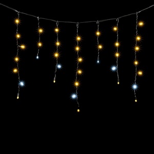 Изображение товара Гирлянда Бахрома с Колпачком 3,1 x 0,5 м Тепло-Белая Мерцанием Белого Диода 220В, LED, Провод Черный ПВХ, IP65 Laitcom PIL120BLWCAP-11-2WW