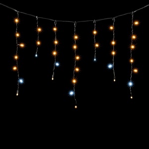 Изображение товара Гирлянда Бахрома с Колпачком 3,1 x 0,5 м Жёлтая Мерцанием Белого Диода 220В, LED, Провод Черный ПВХ, IP65 Laitcom PIL120BLWCAP-11-2Y