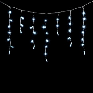 Изображение товара Гирлянда Бахрома с Колпачком 3,1 x 0,5 м Белая 220В, LED, Провод Прозрачный ПВХ, IP65 Laitcom PIL120CAP-10-2W