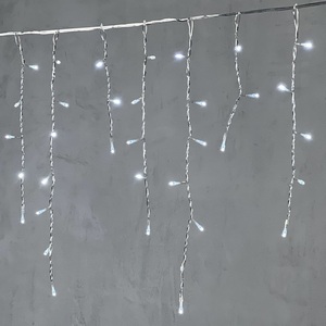 Изображение товара Гирлянда Бахрома 3,1 x 0,5 м белая 24В, 150 LED, провод прозрачный ПВХ, IP54 Laitcom PIL150-10-1W