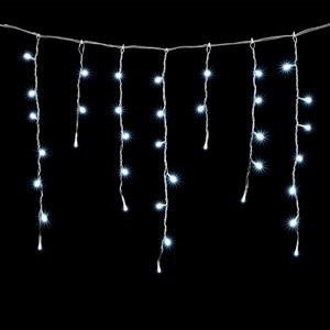 Изображение товара Гирлянда Бахрома 3,1 x 0,5 м Белая 220В, LED, Провод Прозрачный ПВХ, IP54 Laitcom PIL150-10-2W