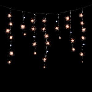 Изображение товара Гирлянда Бахрома 3,1 x 0,5 м Экстра Тепло-Белая с Мерцанием Белого Диода 220В, LED, Провод Черный ПВХ, IP54 Laitcom PIL150BLW-11-2EWW