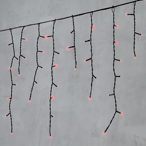 Изображение товара Гирлянда Бахрома 4,9 x 0,5 м красная 220В, 240 LED, провод черный ПВХ, IP54 Laitcom PIL240-11-2R