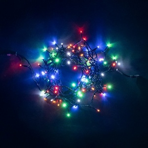 Изображение товара Гирлянда Нить 10м Разноцветная 24В, LED, Провод Черный ПВХ, IP54 Laitcom Нити (на ёлку) PST100-11-1M