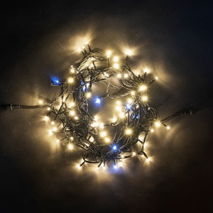 Изображение товара Гирлянда Нить 10м Тепло-Белая с Мерцанием Белого Диода 24В, LED, Провод Черный ПВХ, IP54 Laitcom Нити (на ёлку) PST100BLW-11-1WW