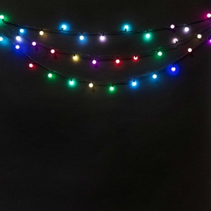 Изображение товара Гирлянда «Шарики» 10м Разноцветная с Мерцанием 7В, Диаметр Шарика 13мм, LED, Провод Черный ПВХ, IP65 Laitcom Нити (на ёлку) SB100-1-2RGB