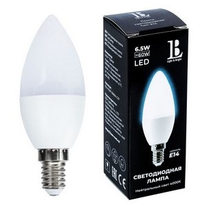 Изображение товара Лампочка светодиодная L&B E14-6,5W-4000К-C37_lb