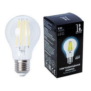 Изображение товара Лампочка светодиодная филаментная L&B E27-8W-A60-WW-filament_lb