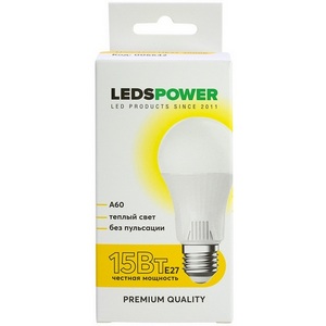 Изображение товара Лампочка светодиодная E27 15Вт 3000K LEDS POWER 006642