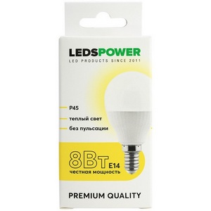 Изображение товара Лампочка светодиодная E14 8Вт 3000K LEDS POWER 006734