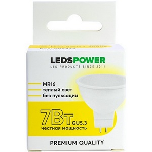 Изображение товара Лампочка светодиодная GU5.3 7Вт 3000K LEDS POWER 006833
