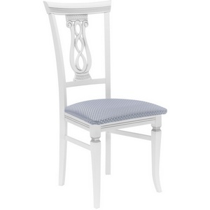 Изображение товара Стул для гостиной деревянные с тканевой обивкой Leset Юта (белый 9003 + патина серебро, обивка жаккард Атина серебро Ж4.04) 2500000031717