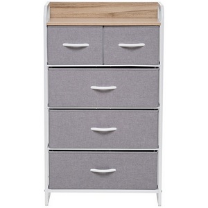 Изображение товара Комод Leset Ноа 5 ящ., Каркас Белый, Светло-серый (Сталь,Искусственный лен/Белый) арт.2500000183454