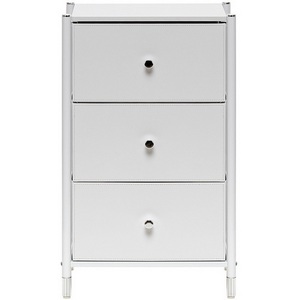 Изображение товара Комод с хромированной фурнитурой Leset Нирита/Хайди, 3 ящика, Белый (Сталь,Экокожа/Белый) арт.2500000209659