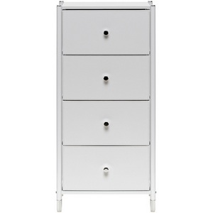 Изображение товара Комод с хромированной фурнитурой Leset Нирита/Хайди, 4 ящика, Белый (Сталь,Экокожа/Белый) арт.2500000209673