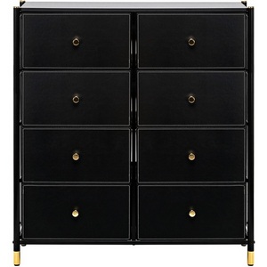 Изображение товара Комод с золотой фурнитурой Leset Нирита/Хайди, 8 ящиков, Черный (Сталь,Экокожа/Черный) арт.2500000209741