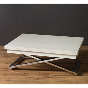 Изображение товара Стол-трансформер на колесах подъемно-раскладной (раскрытая книга) Левмар Cross D36/S79 Дуб Анкор светлый/нержавеющая сталь Levmar (прямоугольная столешница, 2 ножки)