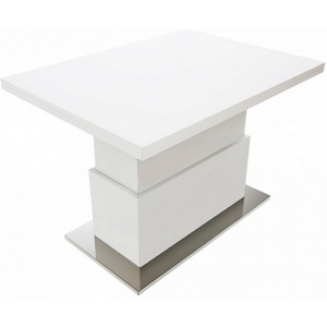Изображение товара Стол-трансформер подъемно-раскладной (раскрытая книга) Левмар Slide D78/S95 белый/опоры сатинированная сталь (прямоугольная столешница)