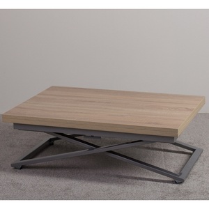 Изображение товара Стол-трансформер подъемно-раскладной (раскрытая книга) Левмар Compact D89/S59 сонома/опоры серебро (прямоугольная столешница, I I-образная опора)