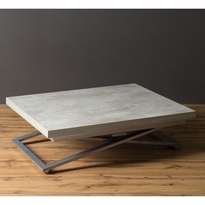 Изображение товара Стол-трансформер подъемно-раскладной (раскрытая книга) Левмар Compact D51/S59 (бетон/серебро) (прямоугольная столешница, I I-образная опора)